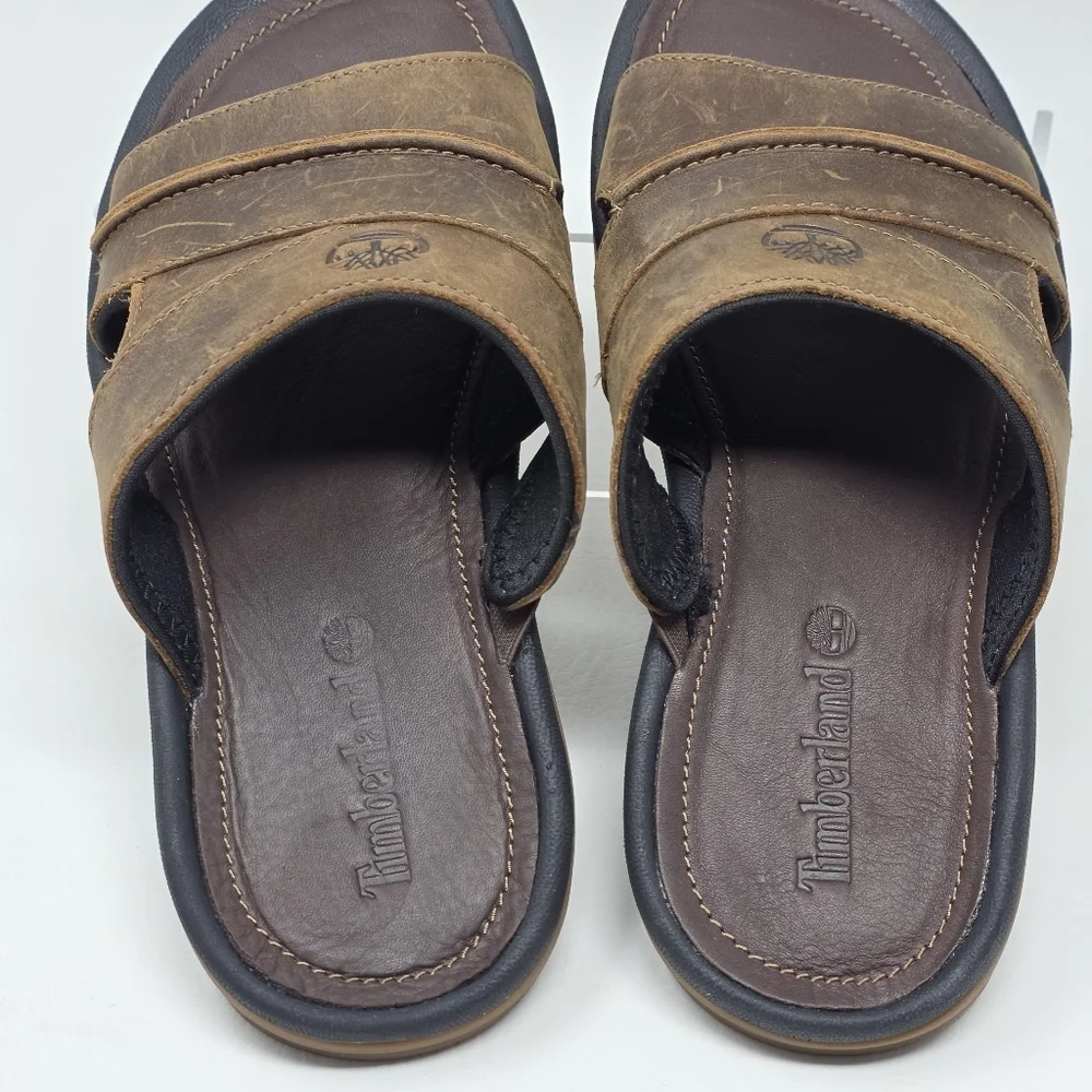 Timberland Mens Earthkeepers Brown Leather Slip-on Slide Sandals Size 7 NEW